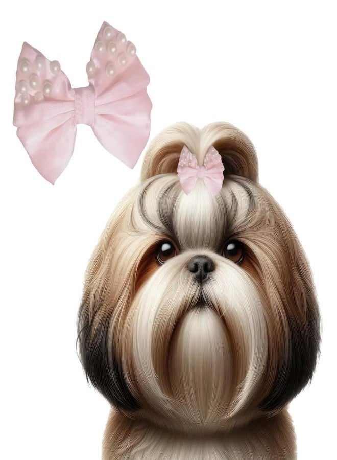 Western Era Dog Bow Hair Clip with Pearls | Stylish Pet Accessory | Small, Medium & Large Dogs | Ideal for Grooming, Photoshoots Fashionable & Durable Design for Pets (Light Pink) - Image 1